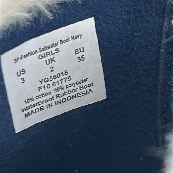 Sperry SP Fashion Saltwater Youth Girls Duck Boots w Quilted Top Size 3 USA - Picture 10 of 12